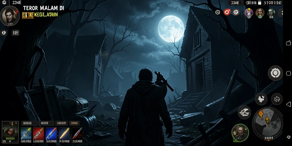 Screenshot gameplay 234E menampilkan suasana mencekam dan menakutkan.