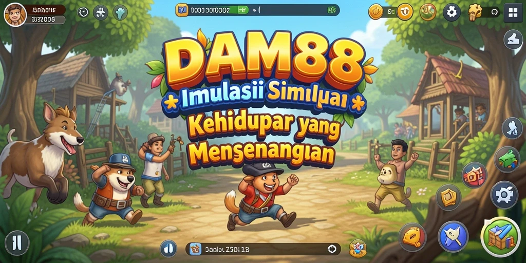 Screenshot gameplay DAM88 yang menampilkan aktivitas simulasi kehidupan.