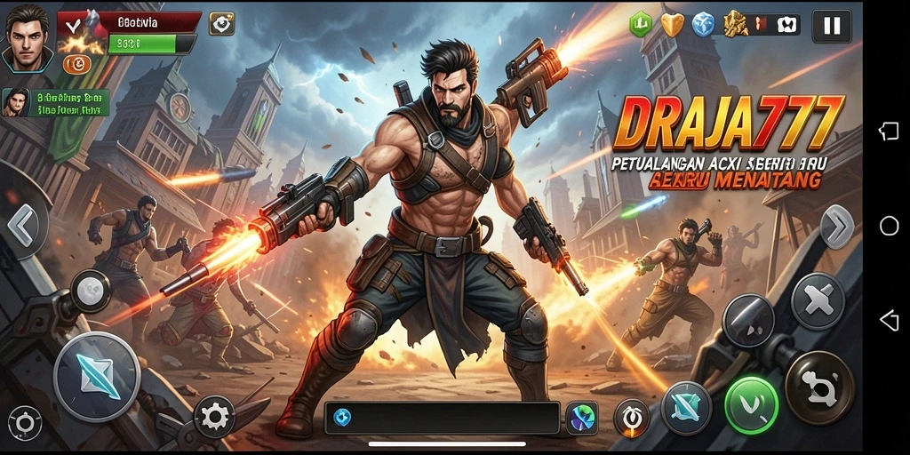 Screenshot utama DRAJA777 menampilkan gameplay aksi yang intens.