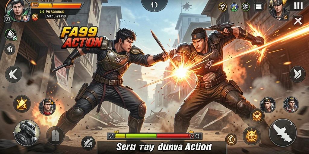 Tampilan gameplay seru dari FA99 dengan pertarungan intens.