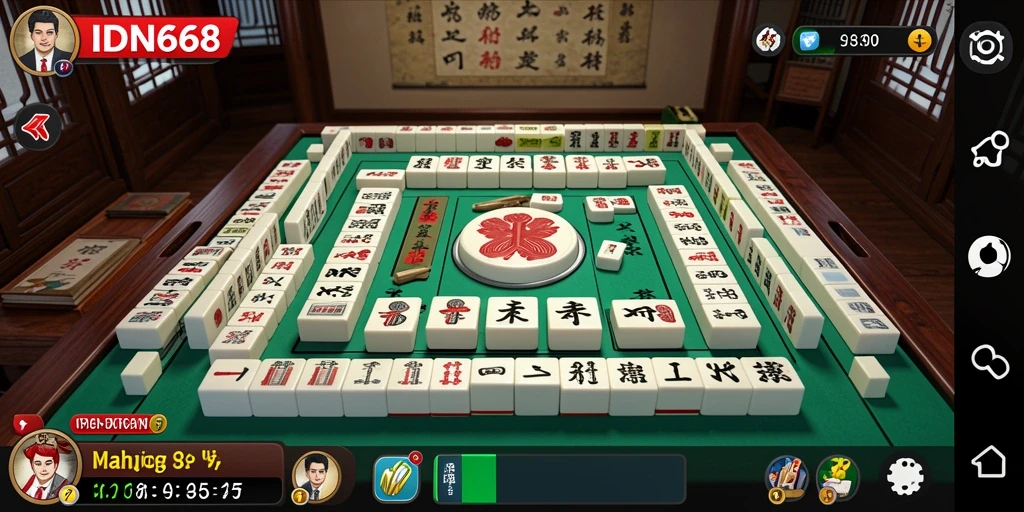 Tampilan gameplay IDN668 dengan grafis Mahjong yang menarik.