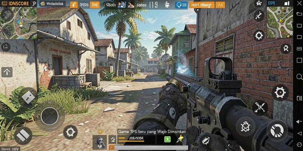 Gameplay seru dalam IDNSCORE dengan aksi tembak-menembak yang mendebarkan.