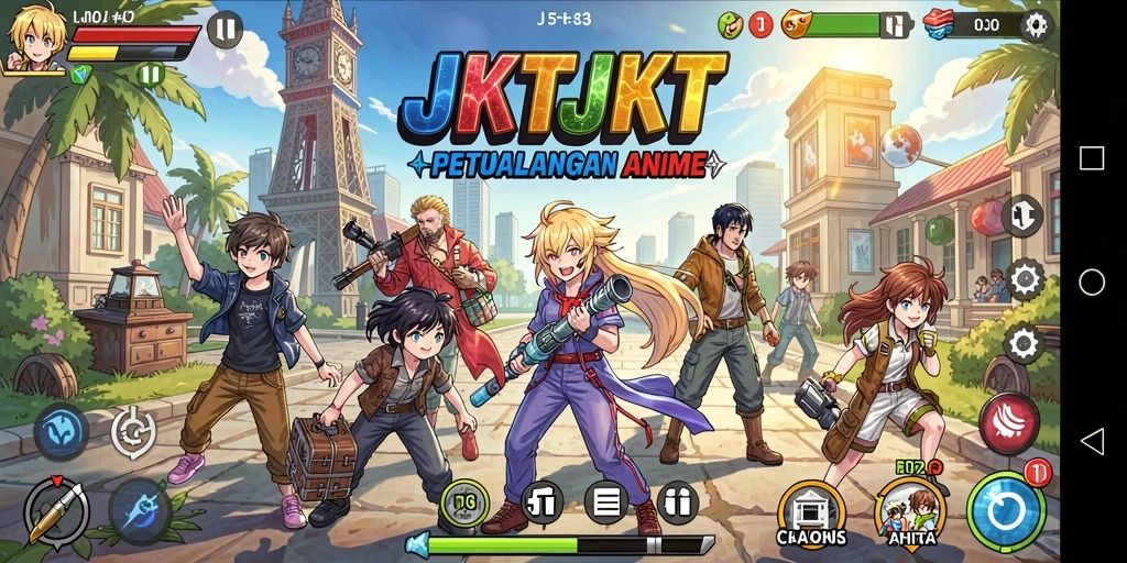 Tangkapan layar JKTJKT menampilkan aksi seru di dunia Anime.