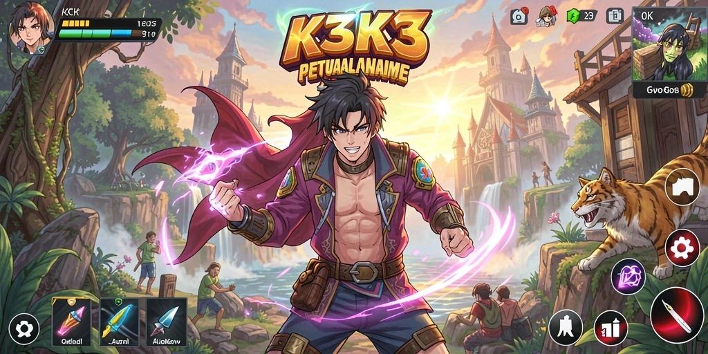 Screenshot K3K3 menampilkan aksi seru dalam dunia Anime.