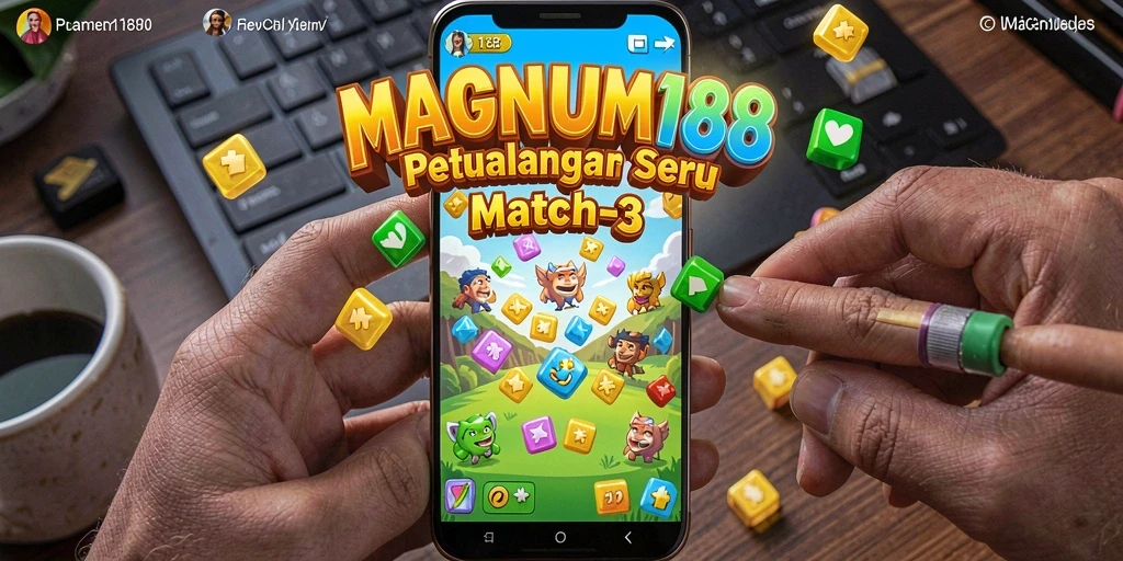 Tampilan gameplay MAGNUM188 yang seru dalam mencocokkan objek Match-3.