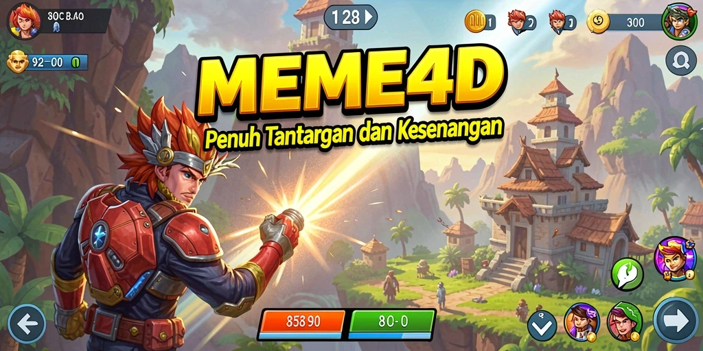 Tangkapan layar gameplay MEME4D dengan aksi seru dan karakter unik.