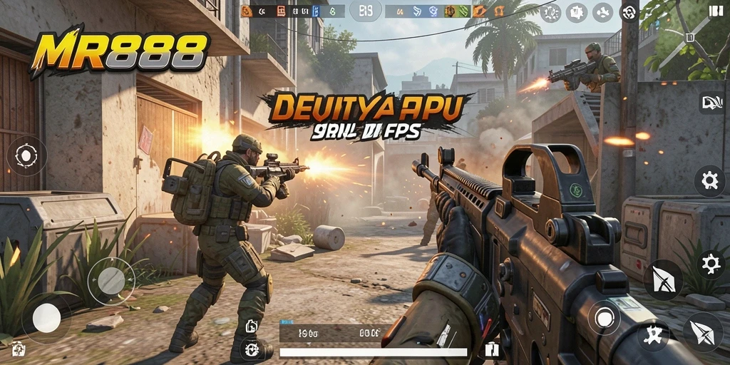 Screenshot gameplay MR888 menampilkan aksi tembak-menembak yang mendebarkan.
