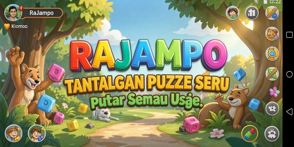 Tampilan gameplay RAJAMPO dengan berbagai puzzle menantang.