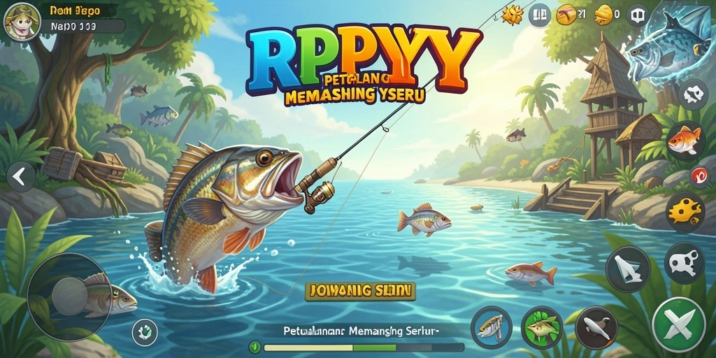 Screenshot menunjukkan pemain menikmati gameplay memancing yang seru.